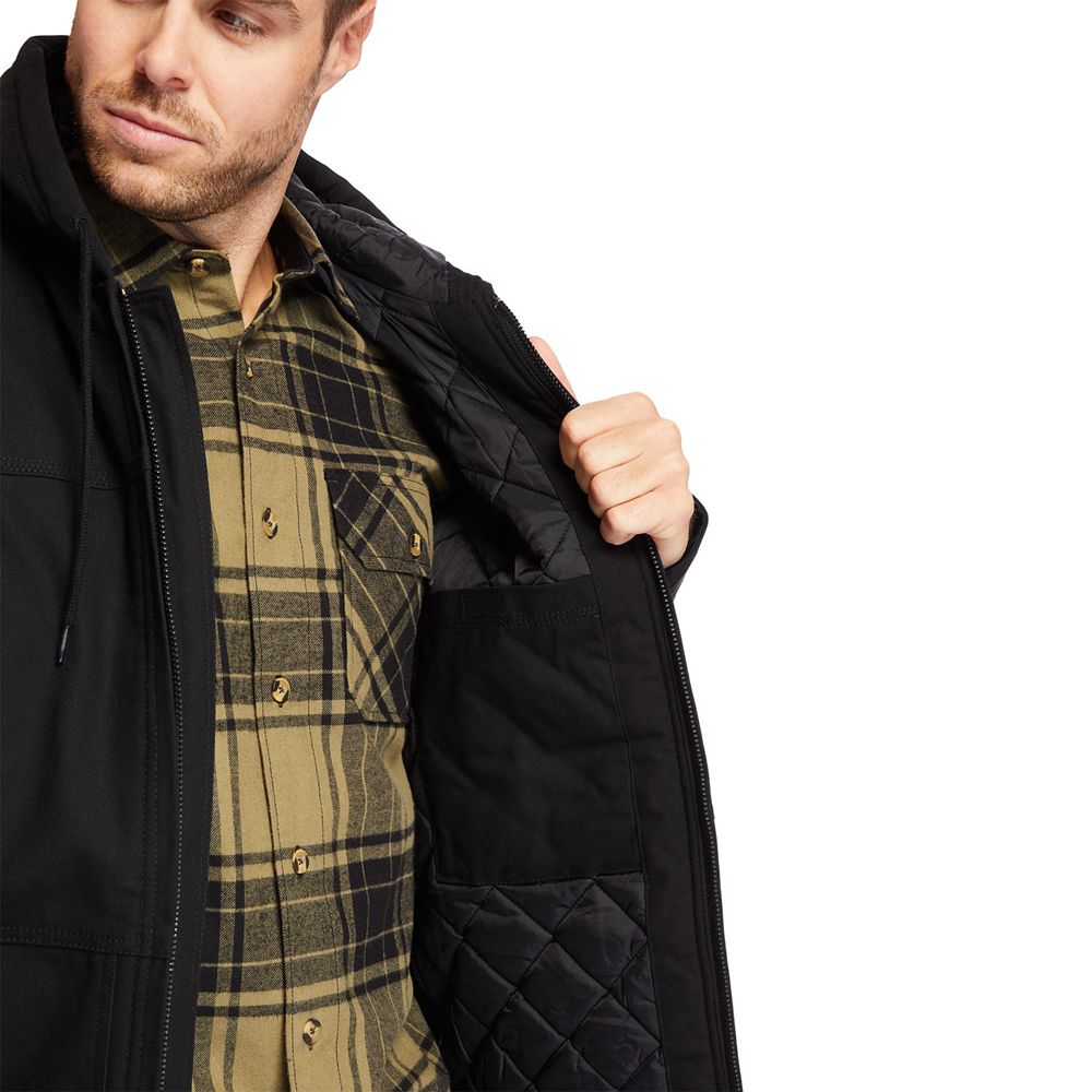 Timberland Mens Jackets PRO® Big & Tall Baluster Insulated Canvas Work - Black - India DB9524108